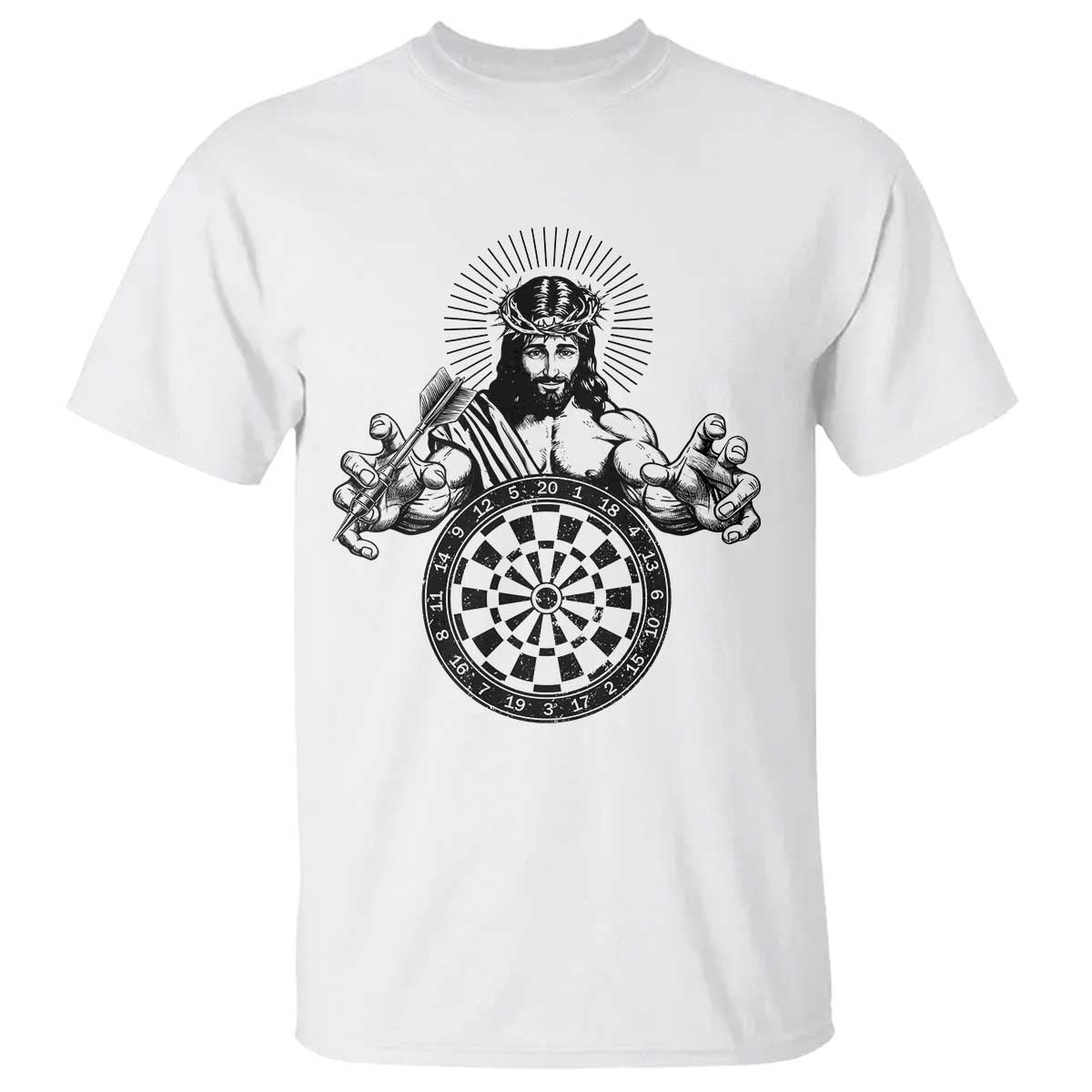 Funny Christian Dartist Gift T Shirt Jesus Bullseye Shooter TS12 White Print Your Wear