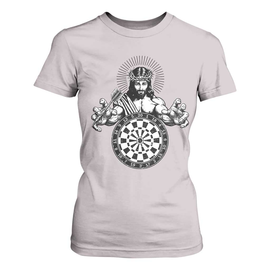 Funny Christian Dartist Gift T Shirt For Women Jesus Bullseye Shooter TS12 Ice Gray Print Your Wear