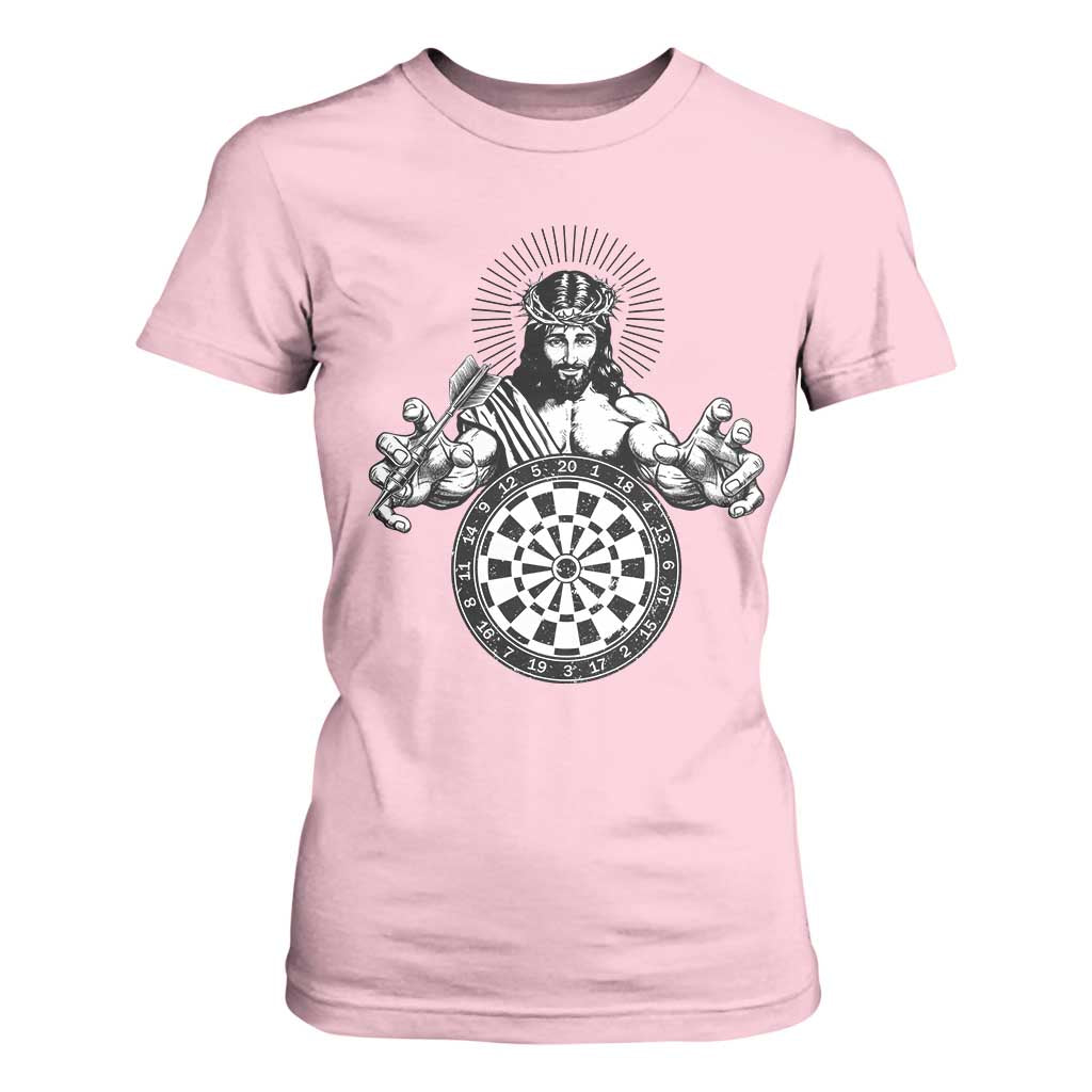 Funny Christian Dartist Gift T Shirt For Women Jesus Bullseye Shooter TS12 Light Pink Print Your Wear
