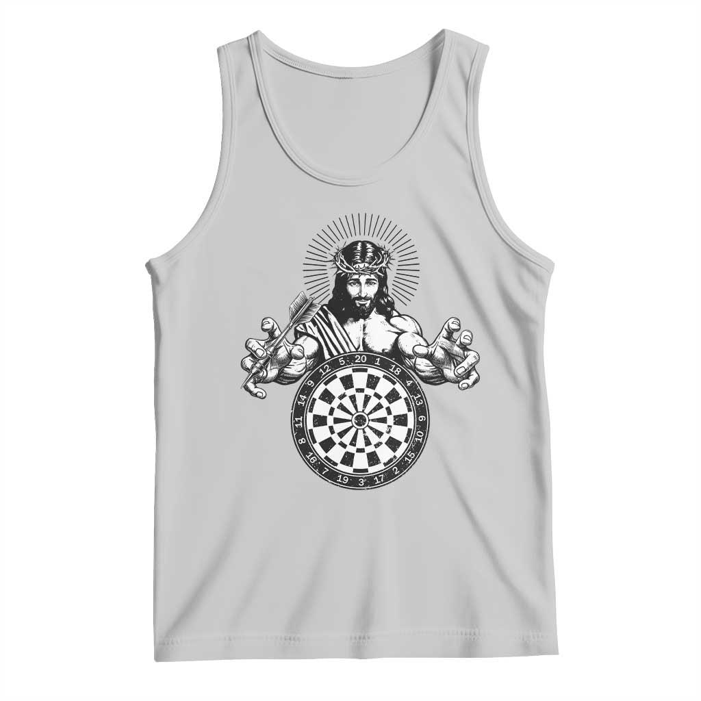 Funny Christian Dartist Gift Tank Top Jesus Bullseye Shooter TS12 Ash Print Your Wear