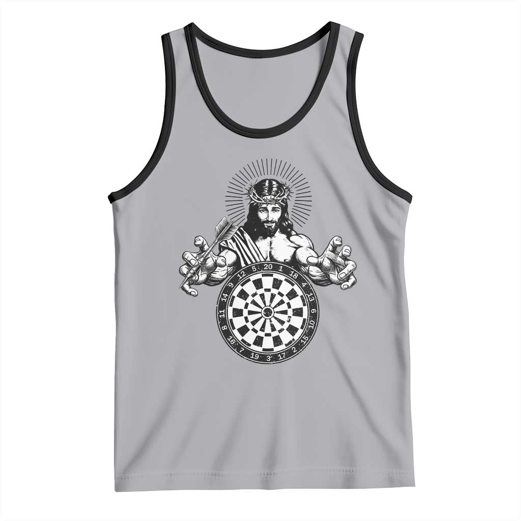 Funny Christian Dartist Gift Tank Top Jesus Bullseye Shooter TS12 Athletic Heather Black Print Your Wear