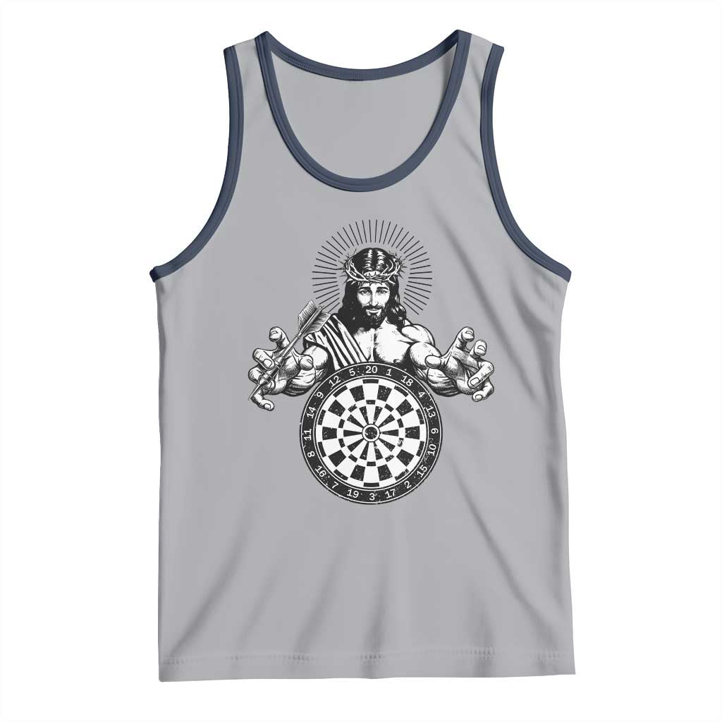Funny Christian Dartist Gift Tank Top Jesus Bullseye Shooter TS12 Athletic Heather Navy Print Your Wear