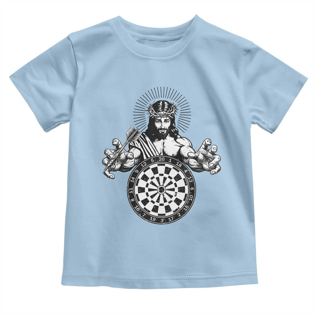 Funny Christian Dartist Gift Toddler T Shirt Jesus Bullseye Shooter TS12 Light Blue Print Your Wear