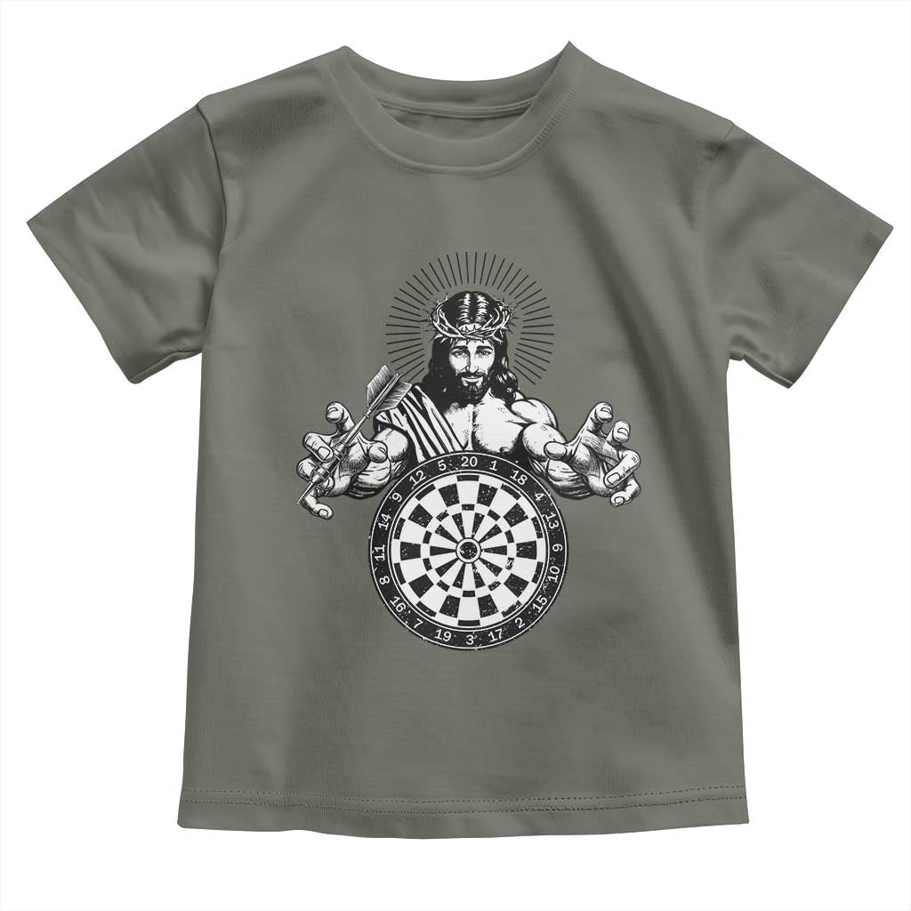 Funny Christian Dartist Gift Toddler T Shirt Jesus Bullseye Shooter TS12 Military Green Print Your Wear