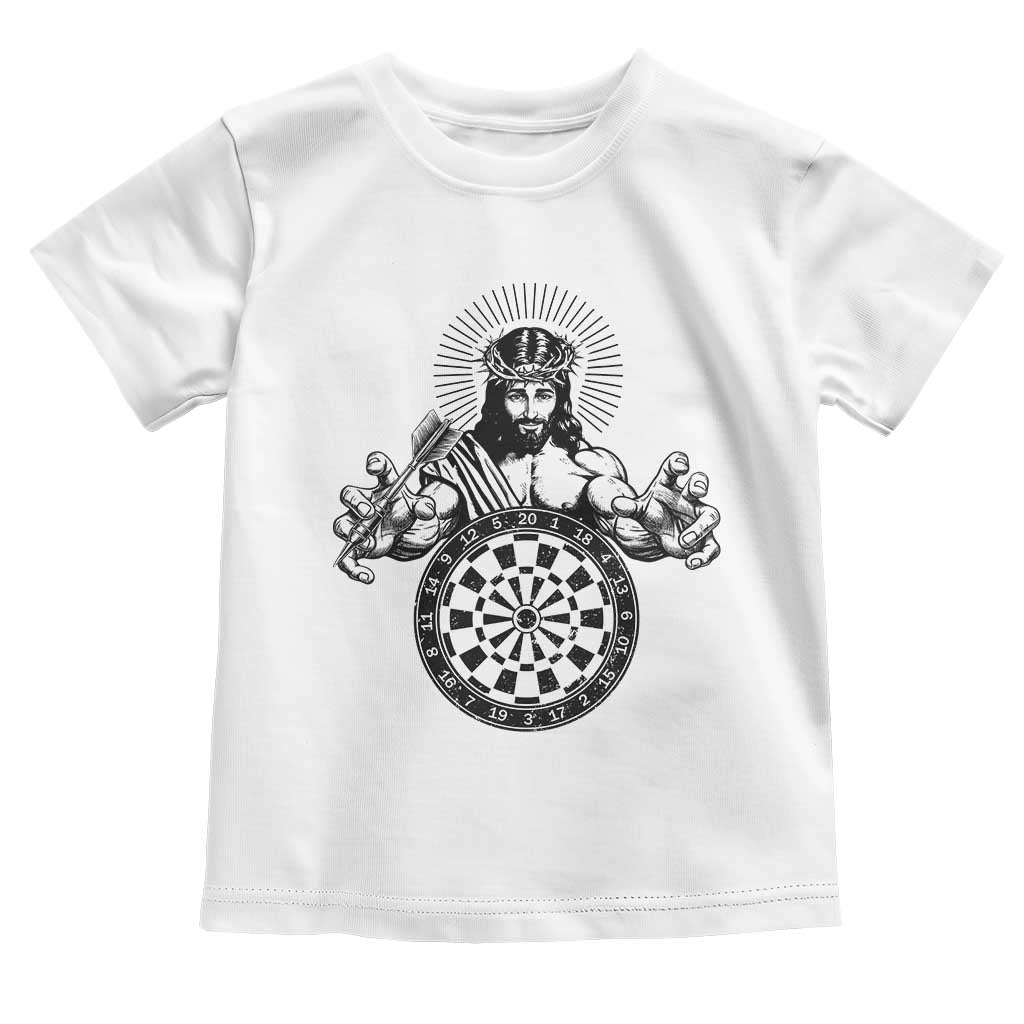 Funny Christian Dartist Gift Toddler T Shirt Jesus Bullseye Shooter TS12 White Print Your Wear