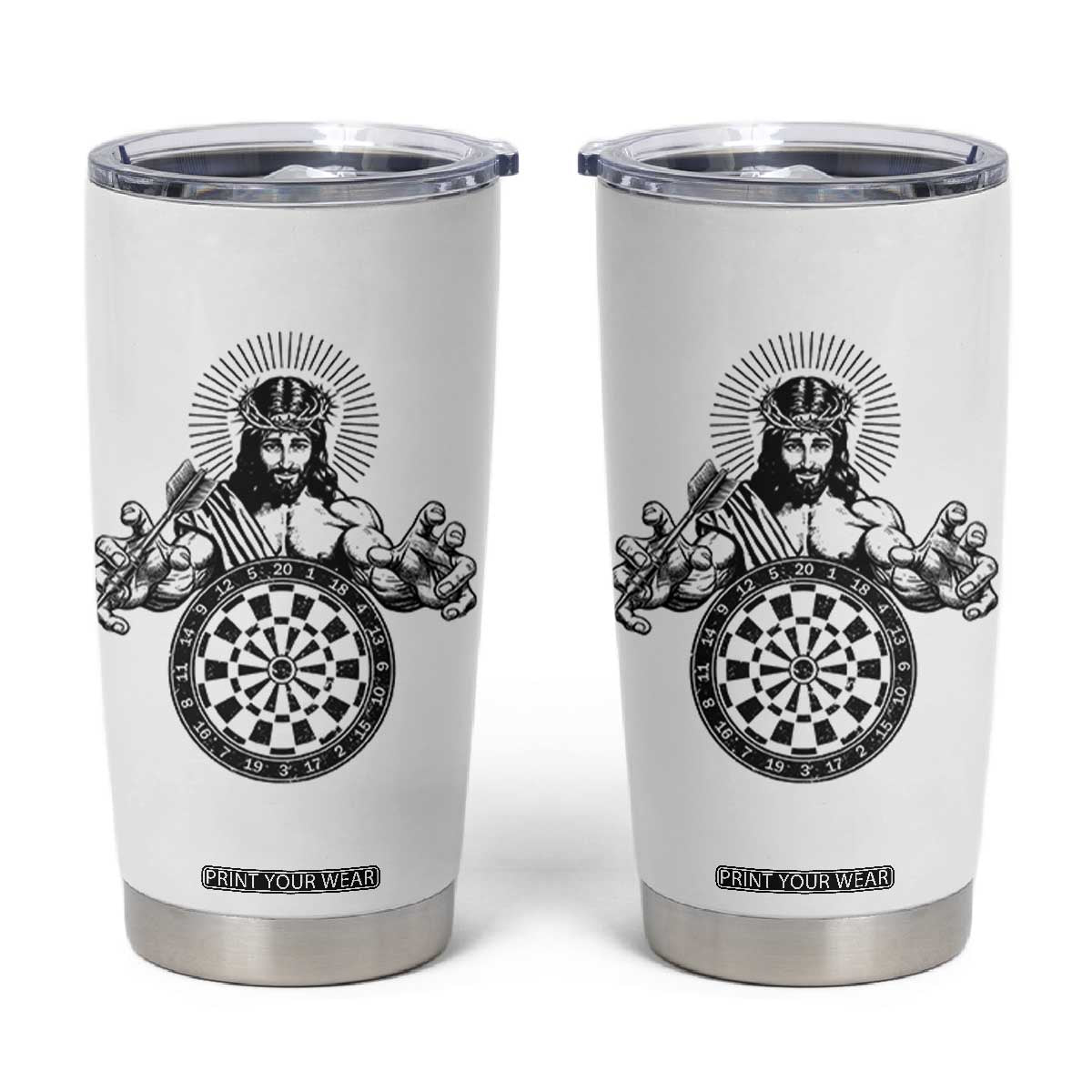 Funny Christian Dartist Gift Tumbler Cup Jesus Bullseye Shooter TS12 White Print Your Wear