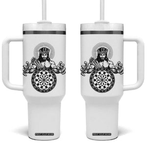 Funny Christian Dartist Gift Tumbler With Handle Jesus Bullseye Shooter TS12 One Size: 40 oz White Print Your Wear