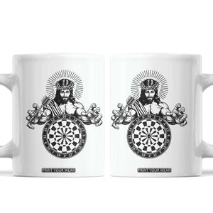 Funny Christian Dartist Gift Coffee Mug Jesus Bullseye Shooter TS12 White Print Your Wear