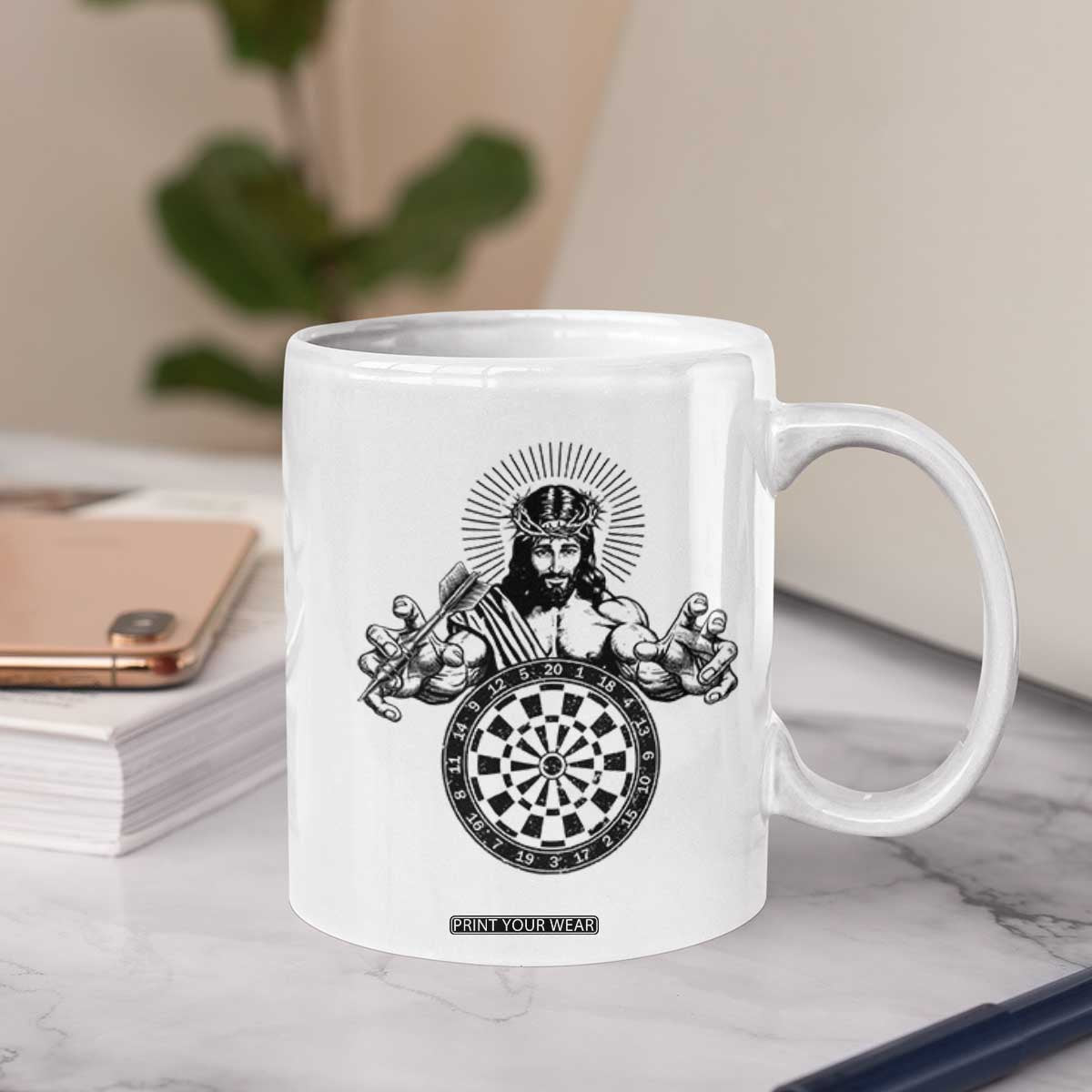 Funny Christian Dartist Gift Coffee Mug Jesus Bullseye Shooter TS12 Print Your Wear