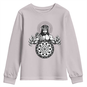 Funny Christian Dartist Gift Youth Sweatshirt Jesus Bullseye Shooter TS12 Ice Gray Print Your Wear