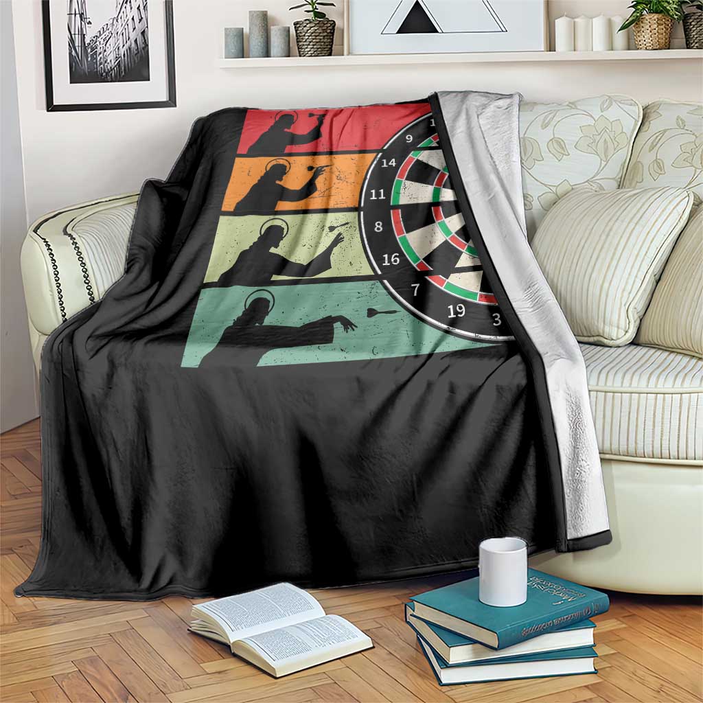 Vintage Darts Player Christian Faith Gift Throw Blanket Jesus Bullseye Shooter TS12 Print Your Wear