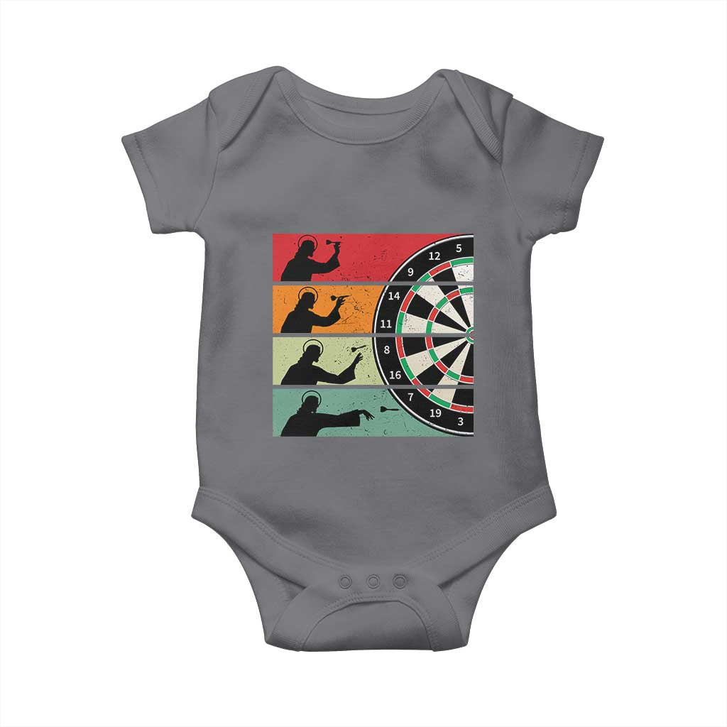Vintage Darts Player Christian Faith Gift Baby Onesie Jesus Bullseye Shooter TS12 Charcoal Print Your Wear