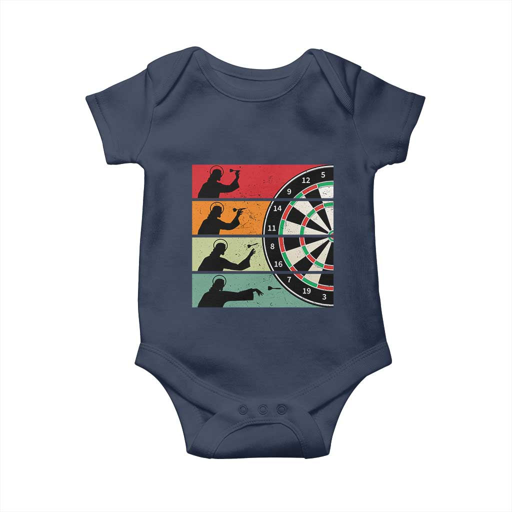 Vintage Darts Player Christian Faith Gift Baby Onesie Jesus Bullseye Shooter TS12 Navy Print Your Wear