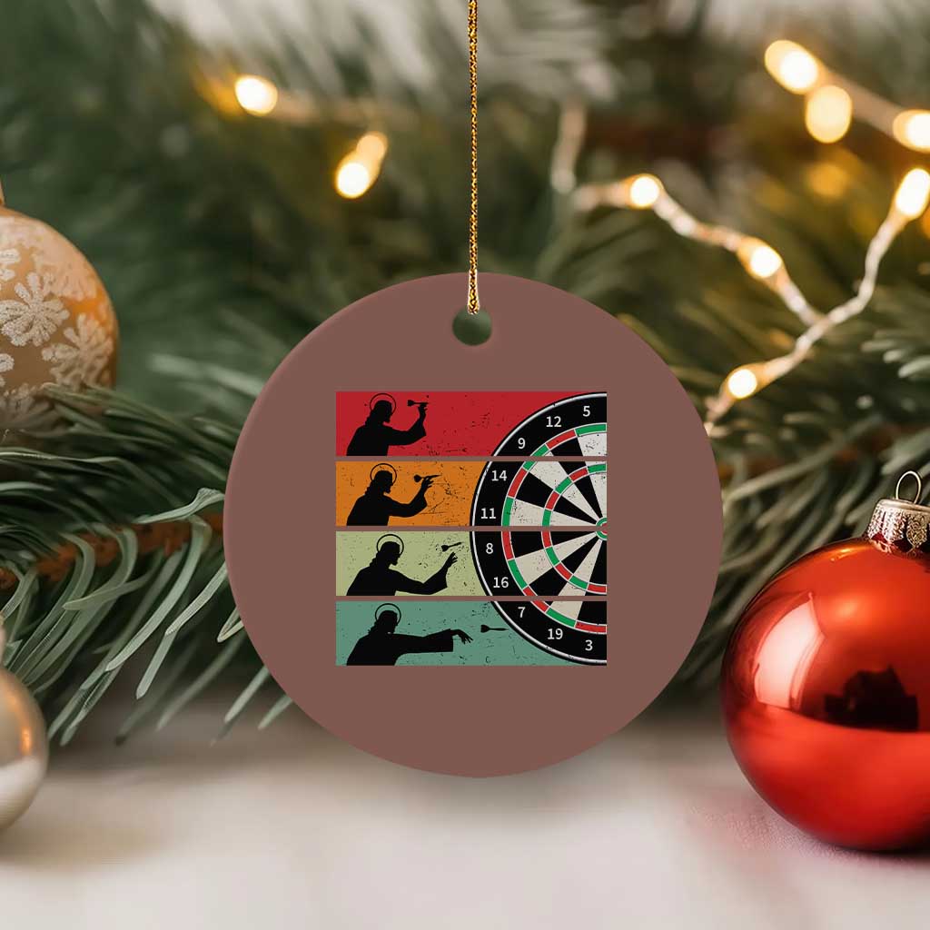 Vintage Darts Player Christian Faith Gift Ceramic Ornament Jesus Bullseye Shooter TS12 1pc Mocha Print Your Wear