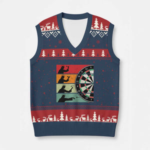 Vintage Darts Player Christian Faith Gift V-Neck Knit Sweater Vest Jesus Bullseye Shooter TS12 Navy Red Print Your Wear