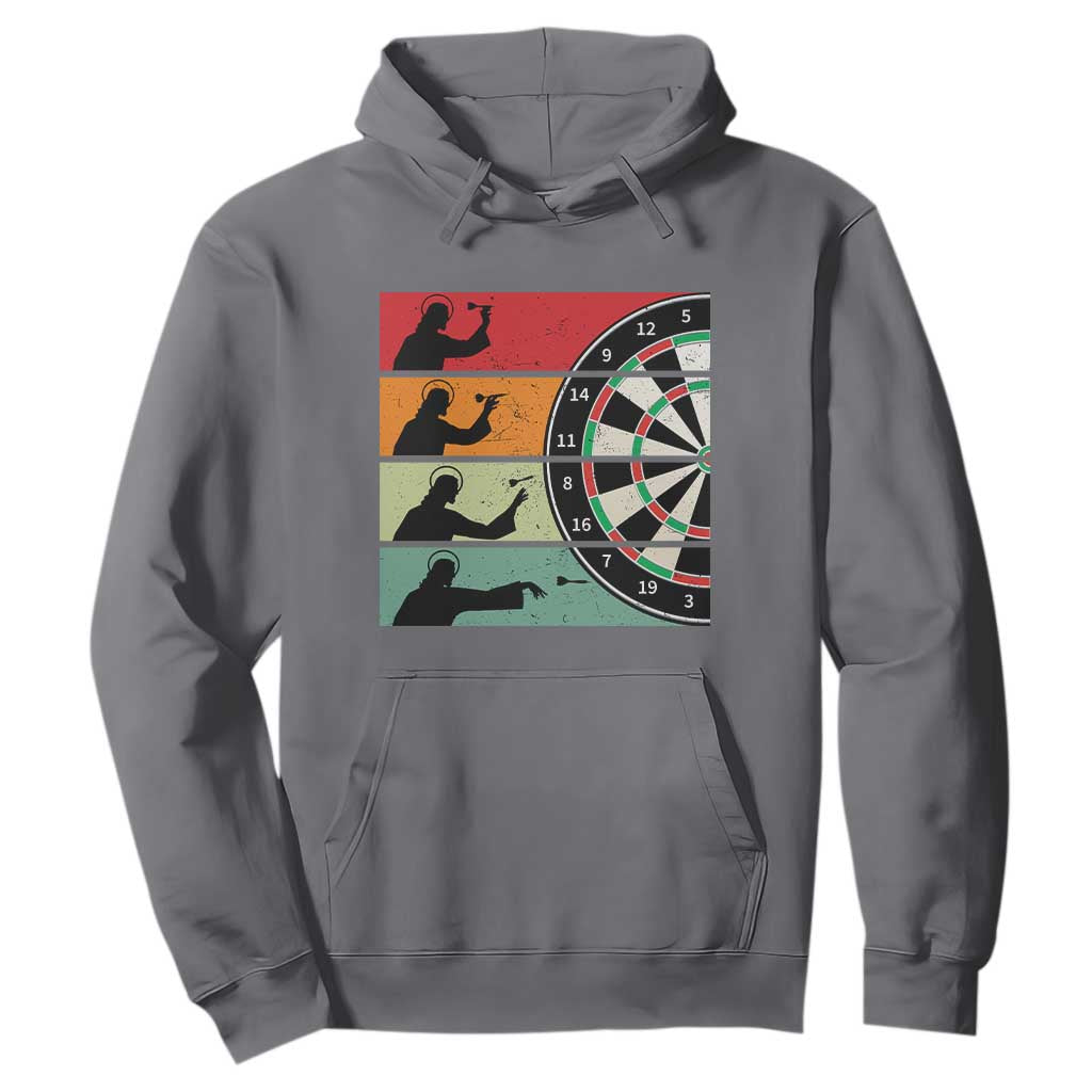 Vintage Darts Player Christian Faith Gift Hoodie Jesus Bullseye Shooter TS12 Charcoal Print Your Wear