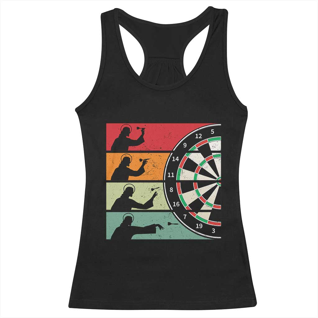Vintage Darts Player Christian Faith Gift Racerback Tank Top Jesus Bullseye Shooter TS12 Black Print Your Wear