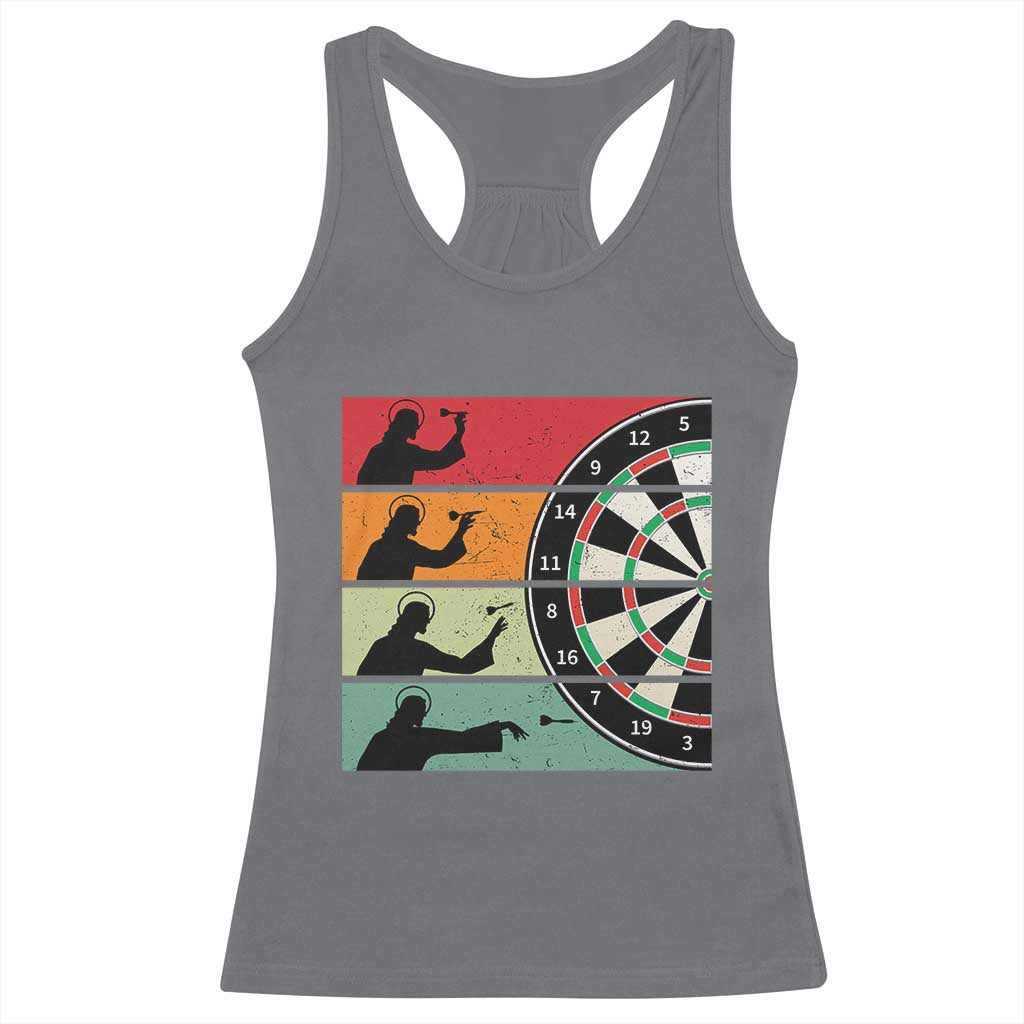 Vintage Darts Player Christian Faith Gift Racerback Tank Top Jesus Bullseye Shooter TS12 Charcoal Print Your Wear