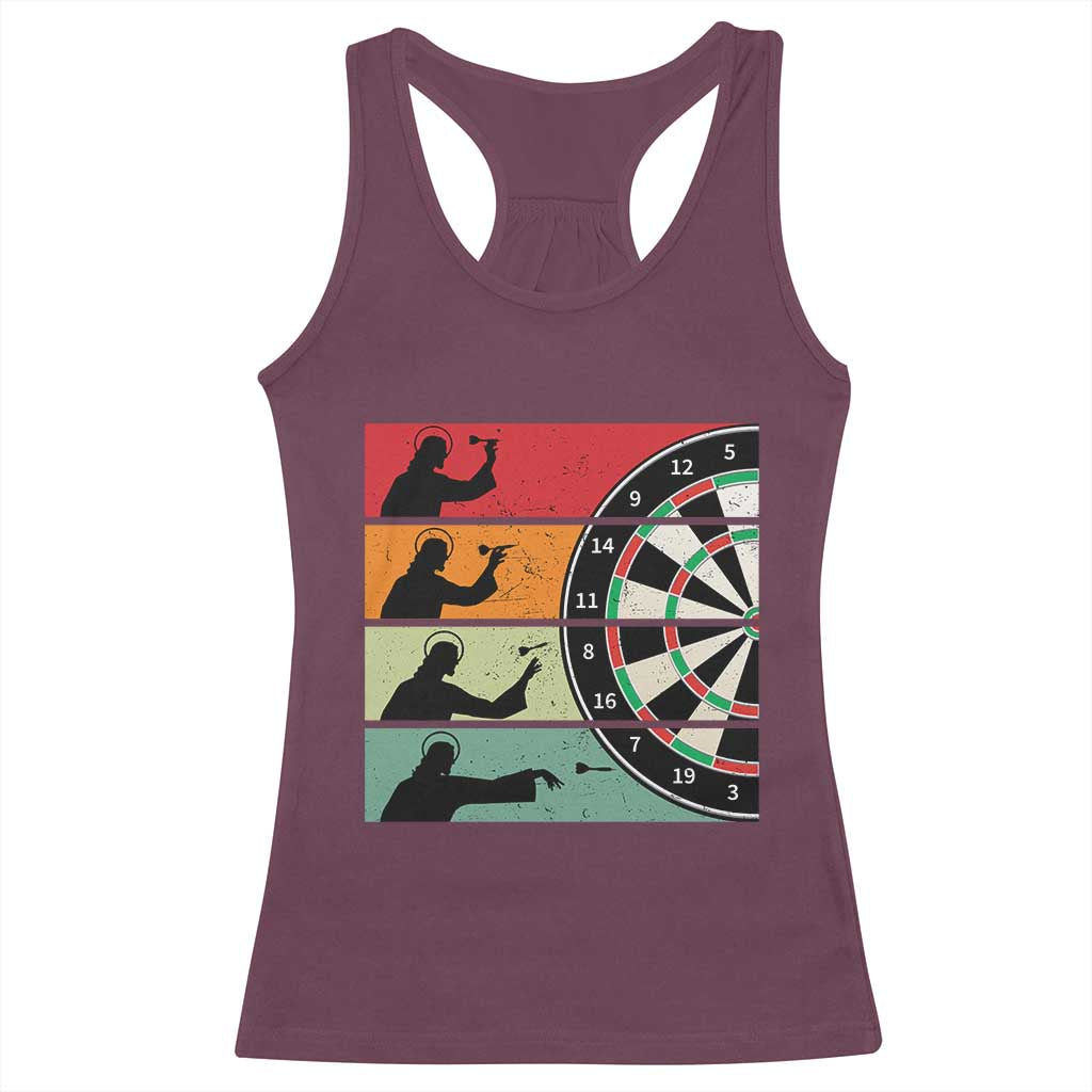 Vintage Darts Player Christian Faith Gift Racerback Tank Top Jesus Bullseye Shooter TS12 Maroon Print Your Wear