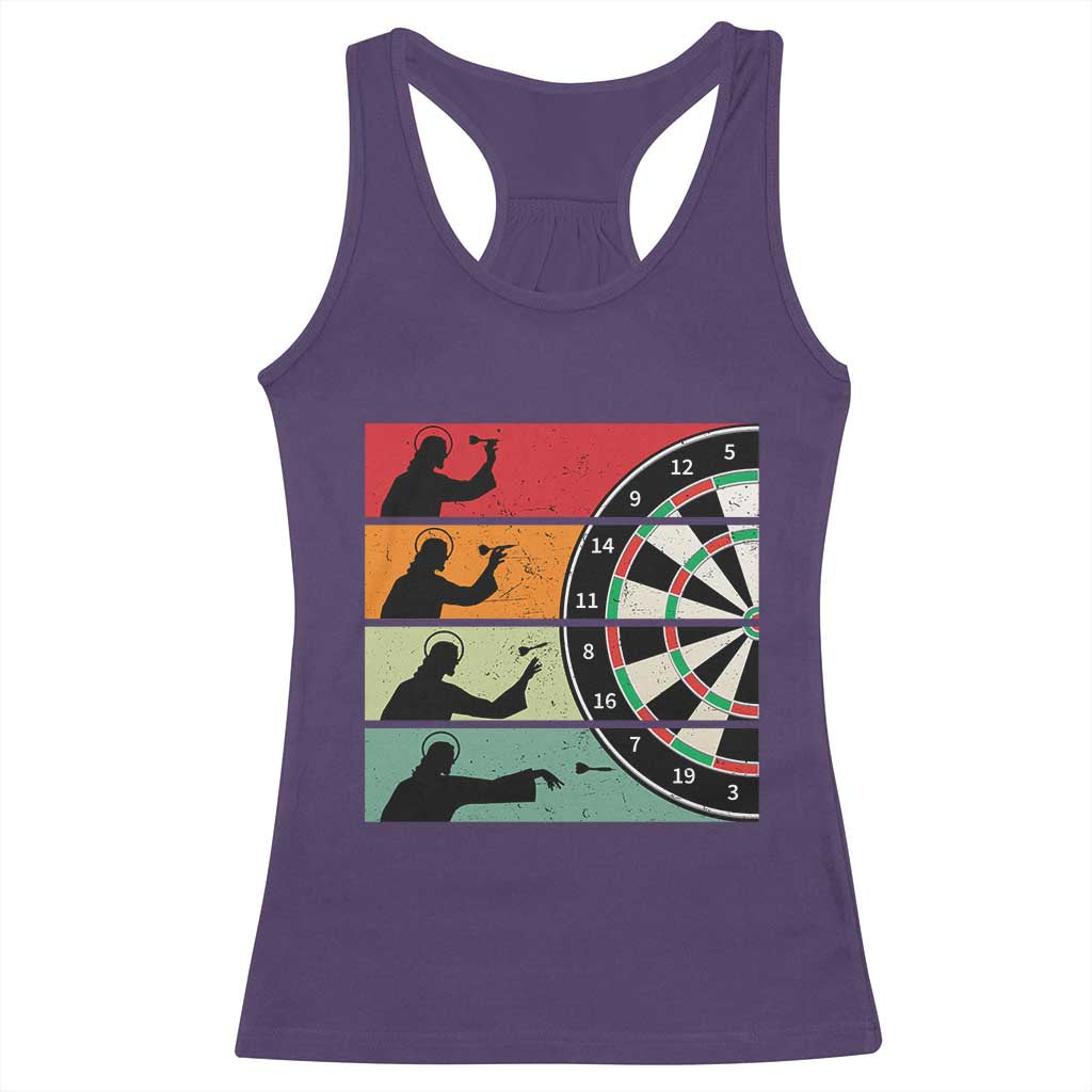 Vintage Darts Player Christian Faith Gift Racerback Tank Top Jesus Bullseye Shooter TS12 Purple Print Your Wear