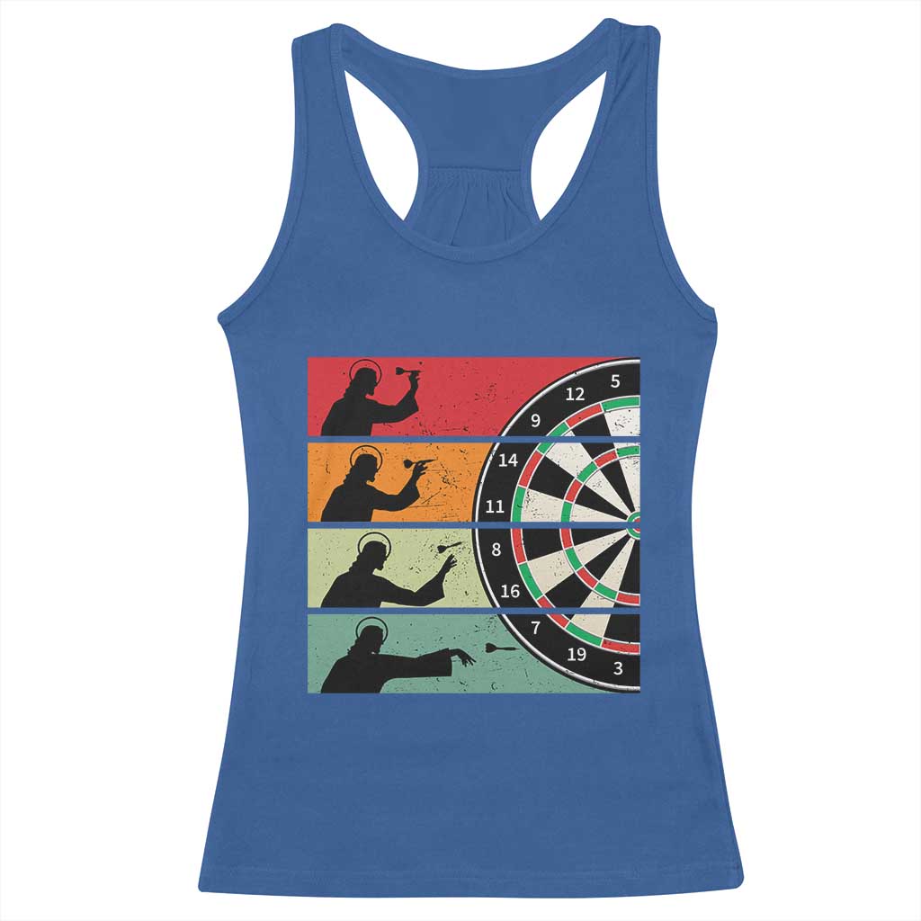 Vintage Darts Player Christian Faith Gift Racerback Tank Top Jesus Bullseye Shooter TS12 Royal Blue Print Your Wear