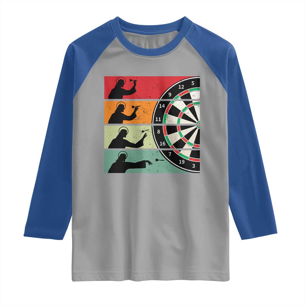 Vintage Darts Player Christian Faith Gift Raglan Shirt Jesus Bullseye Shooter TS12 Sport Gray Royal Print Your Wear