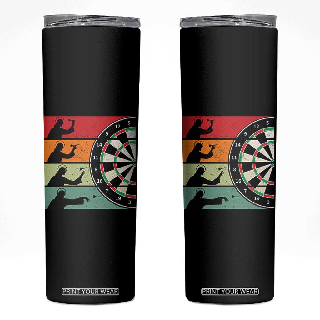 Vintage Darts Player Christian Faith Gift Skinny Tumbler Jesus Bullseye Shooter TS12 Black Print Your Wear