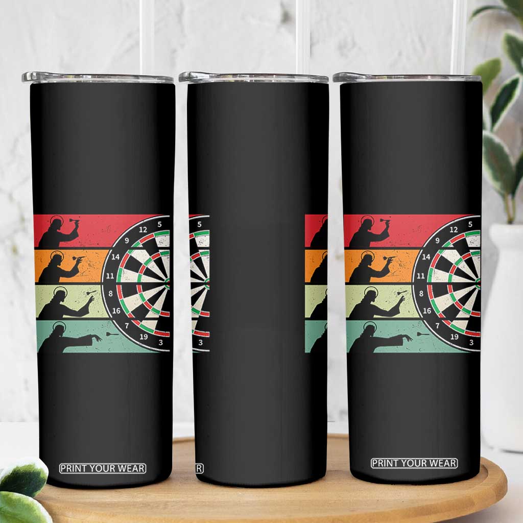 Vintage Darts Player Christian Faith Gift Skinny Tumbler Jesus Bullseye Shooter TS12 Print Your Wear