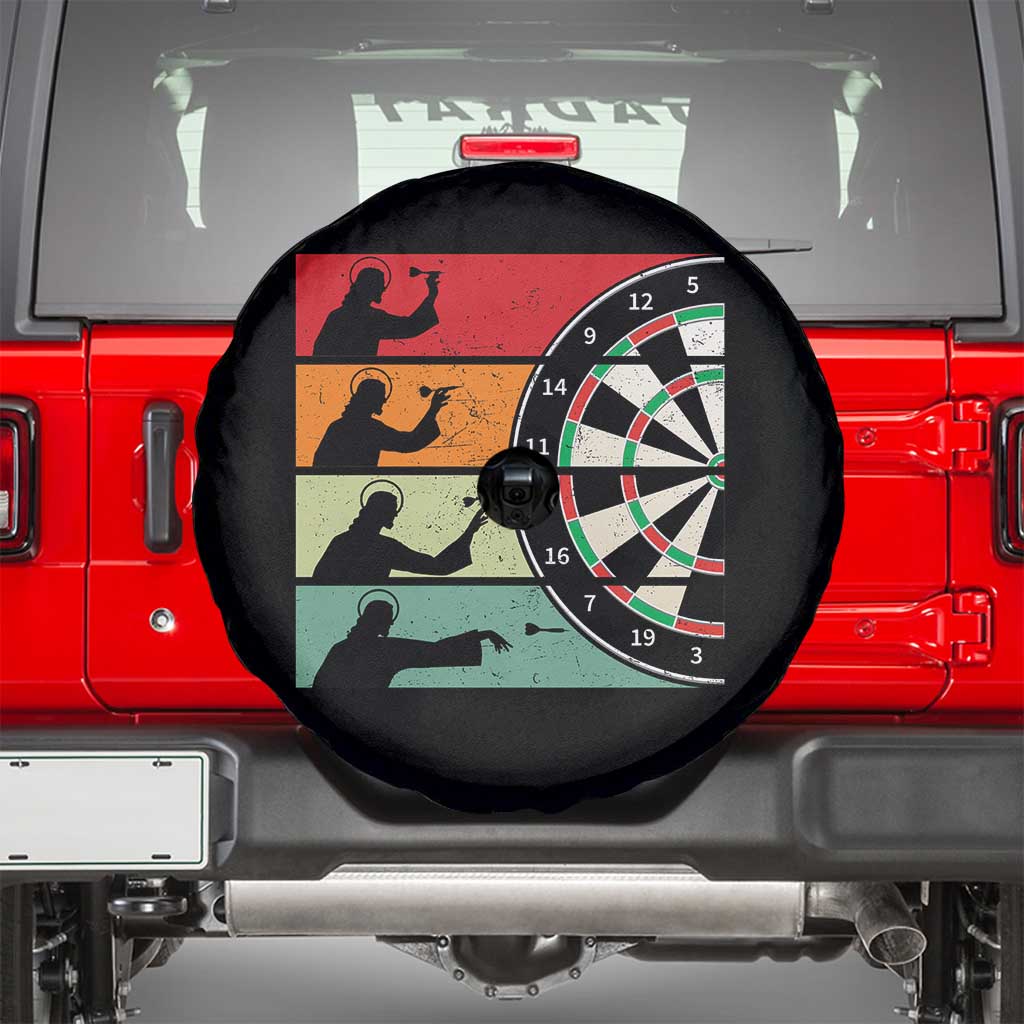 Vintage Darts Player Christian Faith Gift Spare Tire Cover Jesus Bullseye Shooter TS12 Black Print Your Wear