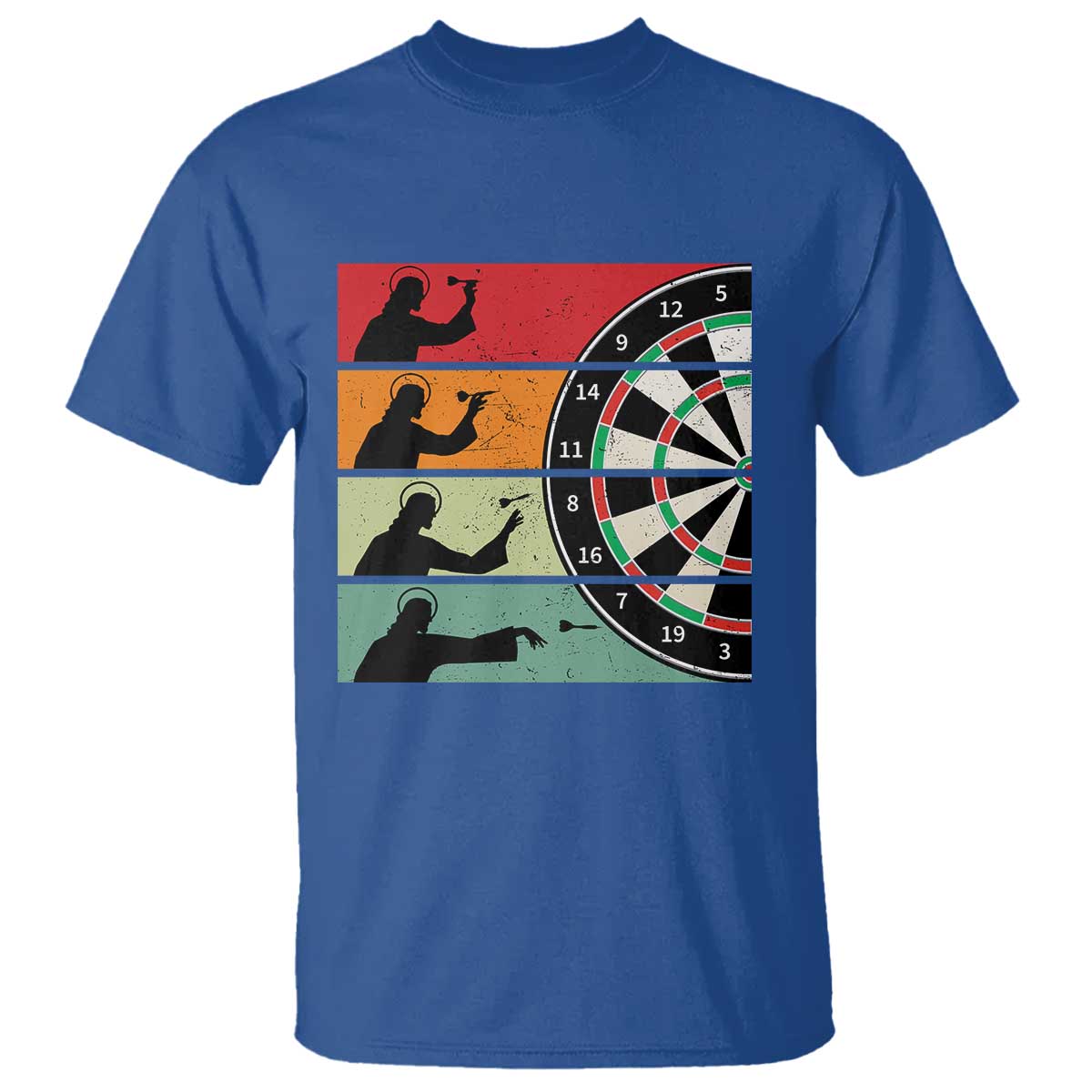 Vintage Darts Player Christian Faith Gift T Shirt Jesus Bullseye Shooter TS12 Royal Blue Print Your Wear