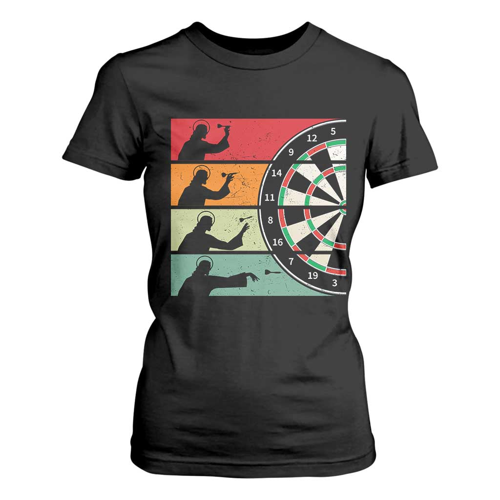 Vintage Darts Player Christian Faith Gift T Shirt For Women Jesus Bullseye Shooter TS12 Black Print Your Wear