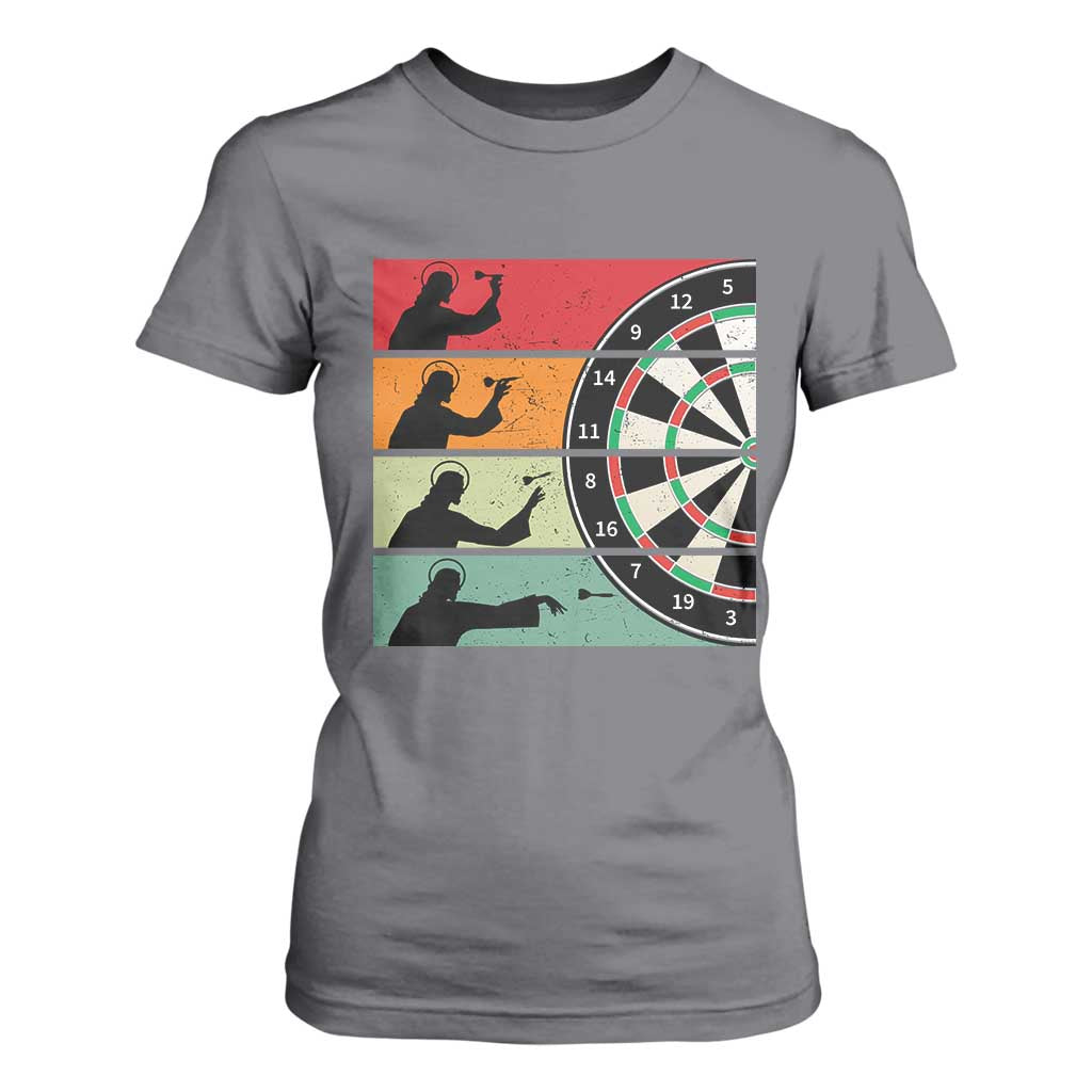 Vintage Darts Player Christian Faith Gift T Shirt For Women Jesus Bullseye Shooter TS12 Charcoal Print Your Wear