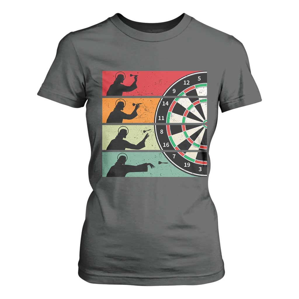 Vintage Darts Player Christian Faith Gift T Shirt For Women Jesus Bullseye Shooter TS12 Dark Heather Print Your Wear
