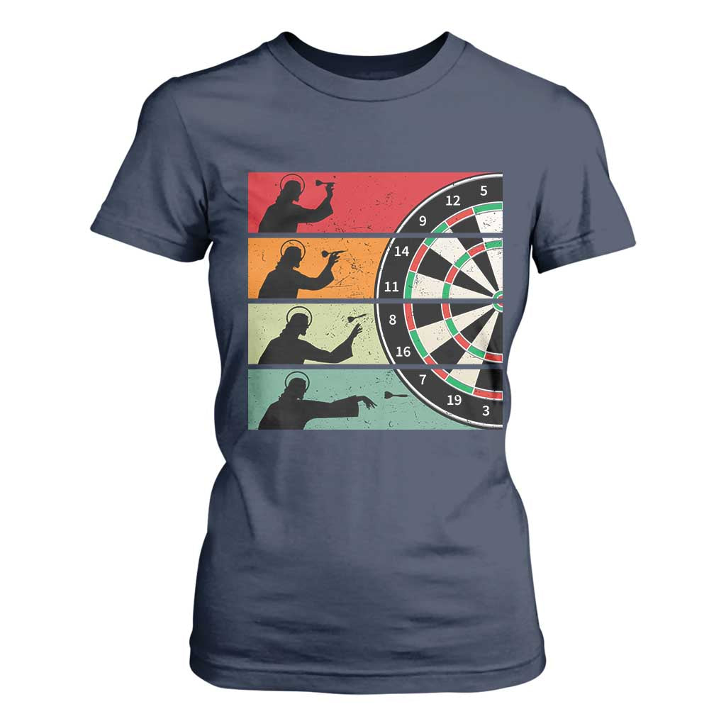 Vintage Darts Player Christian Faith Gift T Shirt For Women Jesus Bullseye Shooter TS12 Navy Print Your Wear