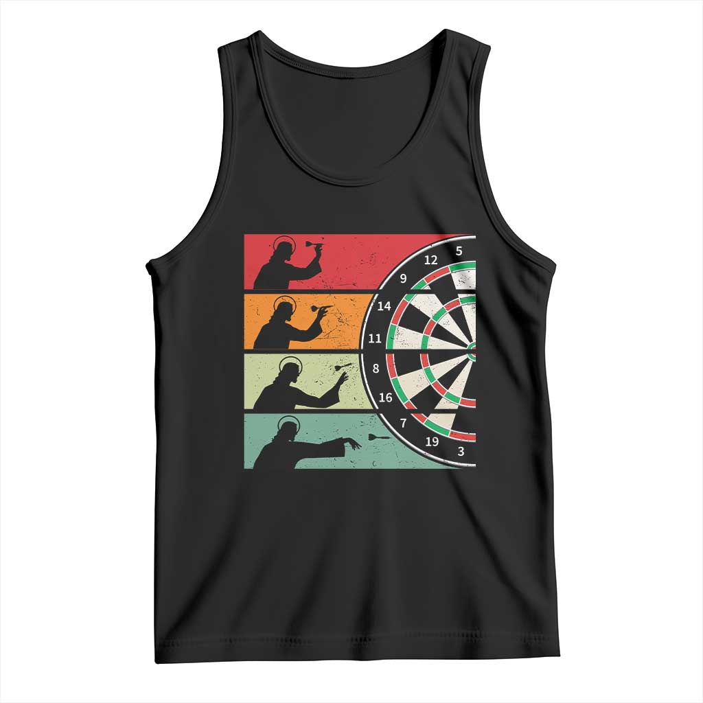 Vintage Darts Player Christian Faith Gift Tank Top Jesus Bullseye Shooter TS12 Black Print Your Wear