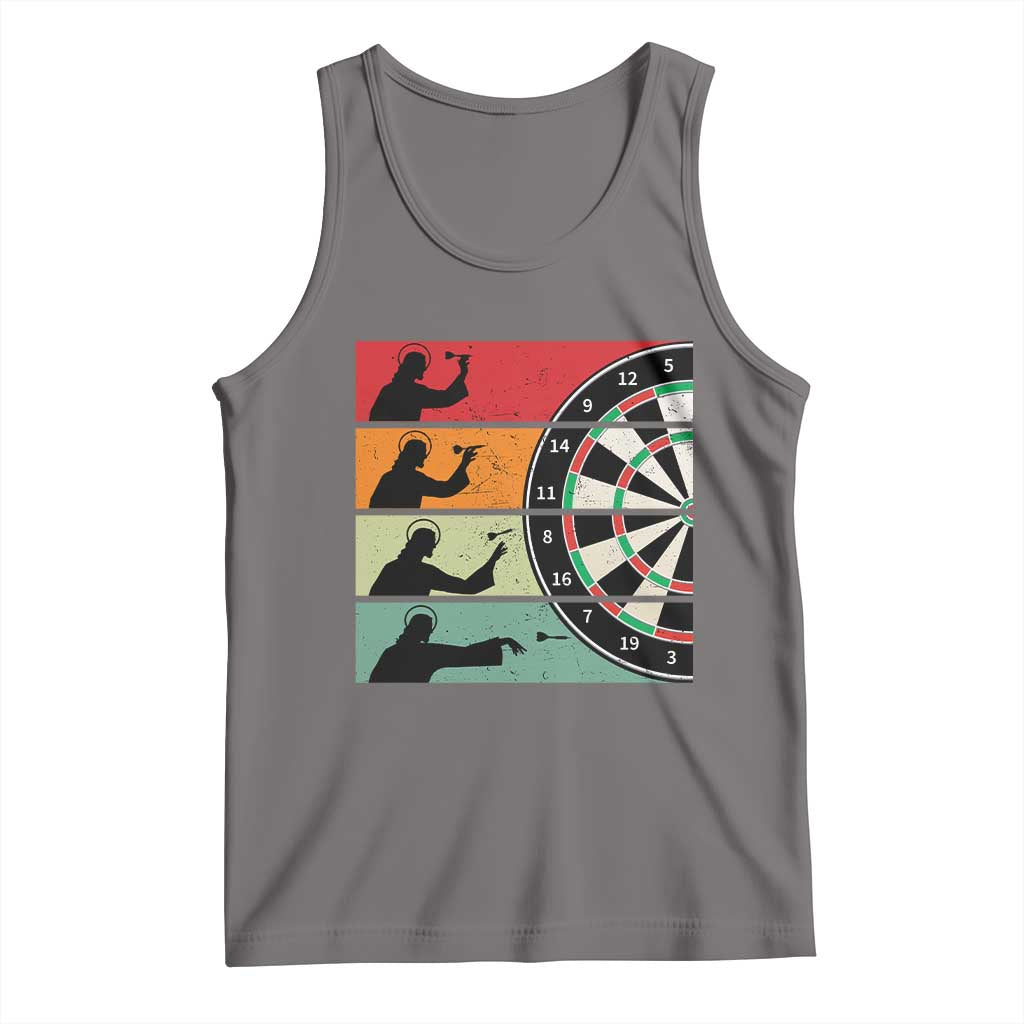 Vintage Darts Player Christian Faith Gift Tank Top Jesus Bullseye Shooter TS12 Deep Heather Print Your Wear