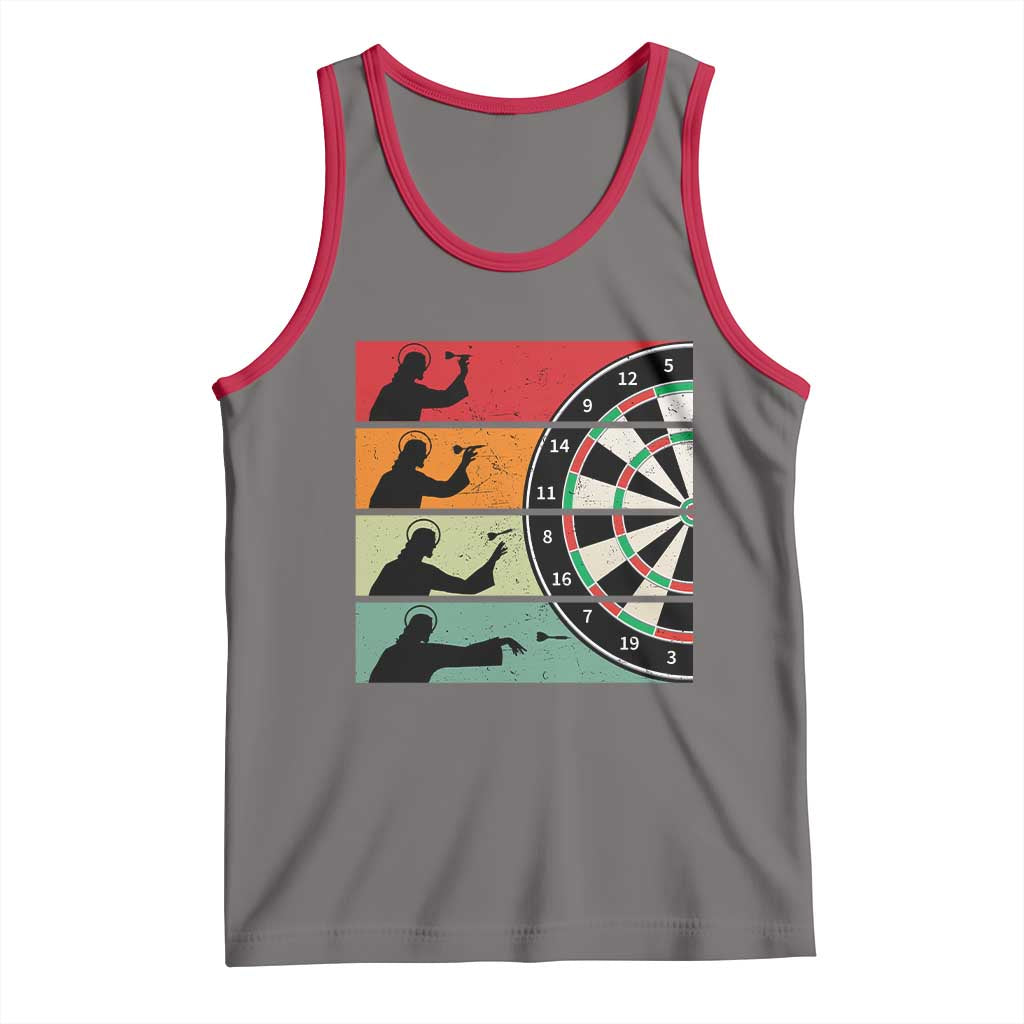 Vintage Darts Player Christian Faith Gift Tank Top Jesus Bullseye Shooter TS12 Deep Heather Red Print Your Wear