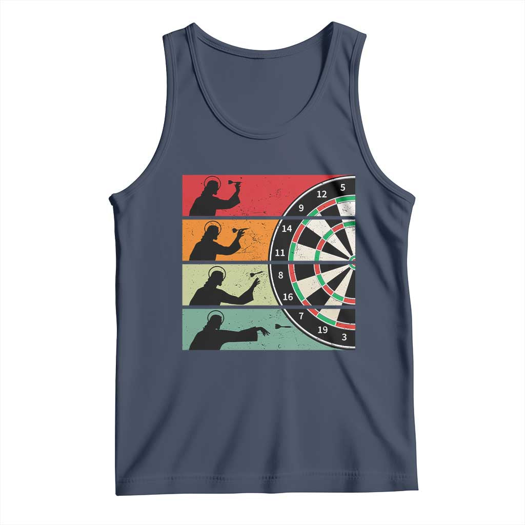Vintage Darts Player Christian Faith Gift Tank Top Jesus Bullseye Shooter TS12 Navy Print Your Wear