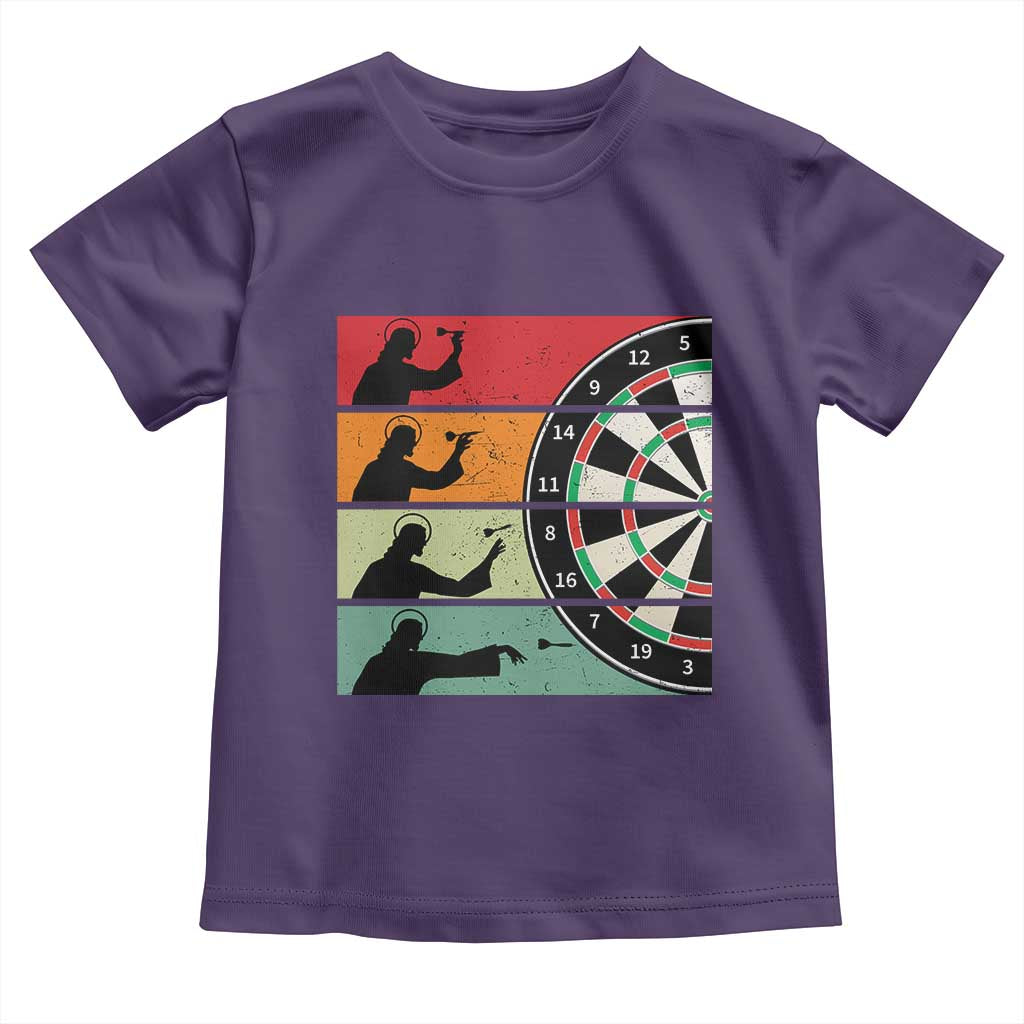 Vintage Darts Player Christian Faith Gift Toddler T Shirt Jesus Bullseye Shooter TS12 Purple Print Your Wear