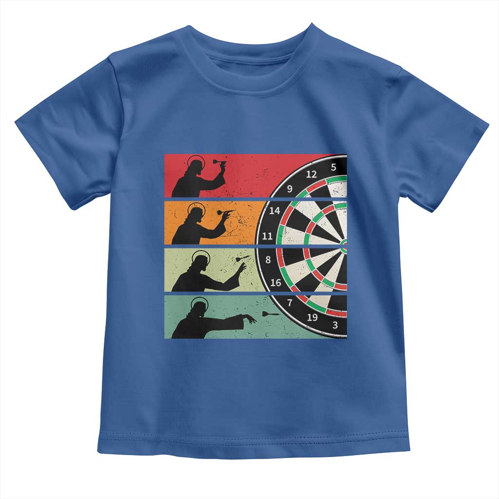 Vintage Darts Player Christian Faith Gift Toddler T Shirt Jesus Bullseye Shooter TS12 Royal Blue Print Your Wear