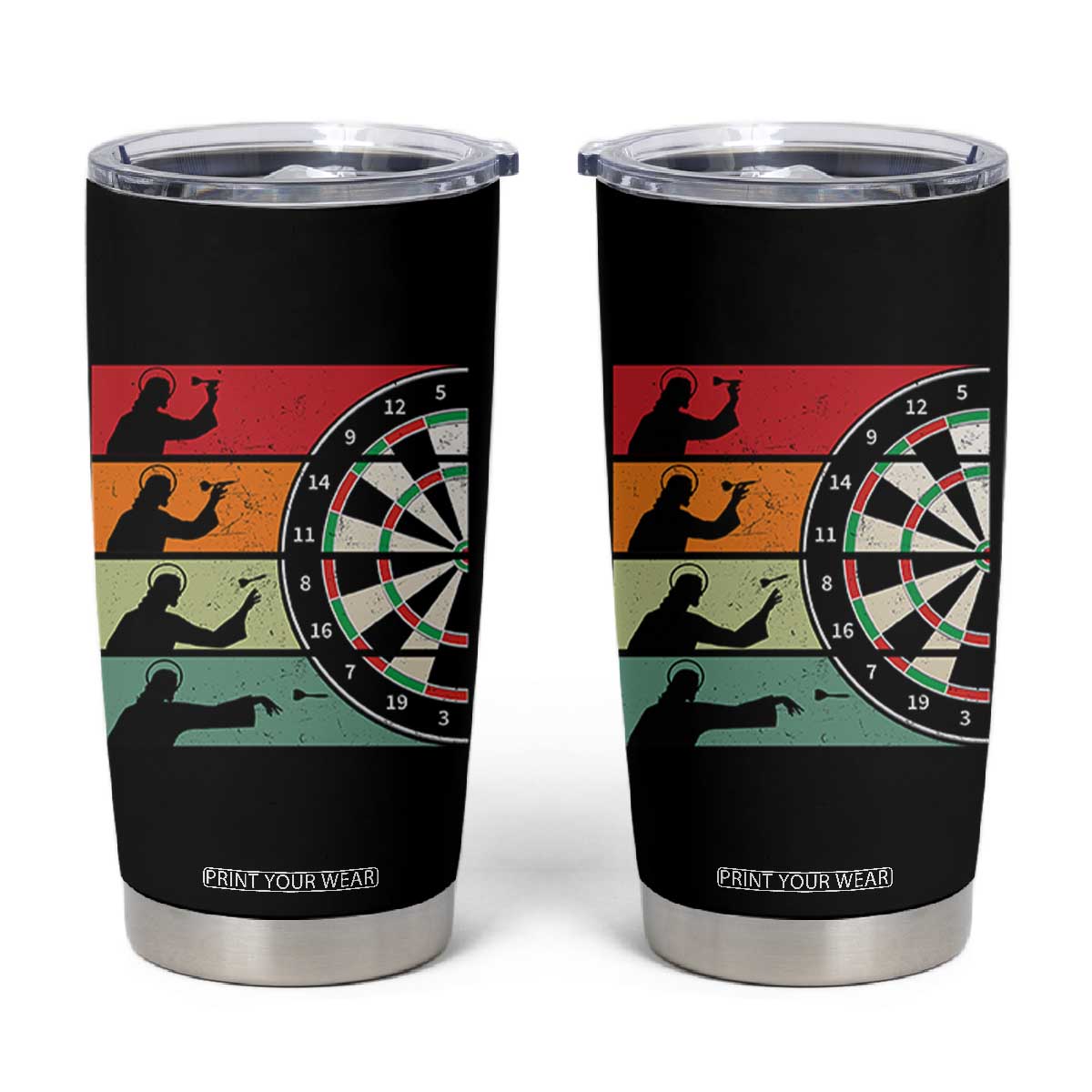 Vintage Darts Player Christian Faith Gift Tumbler Cup Jesus Bullseye Shooter TS12 Black Print Your Wear