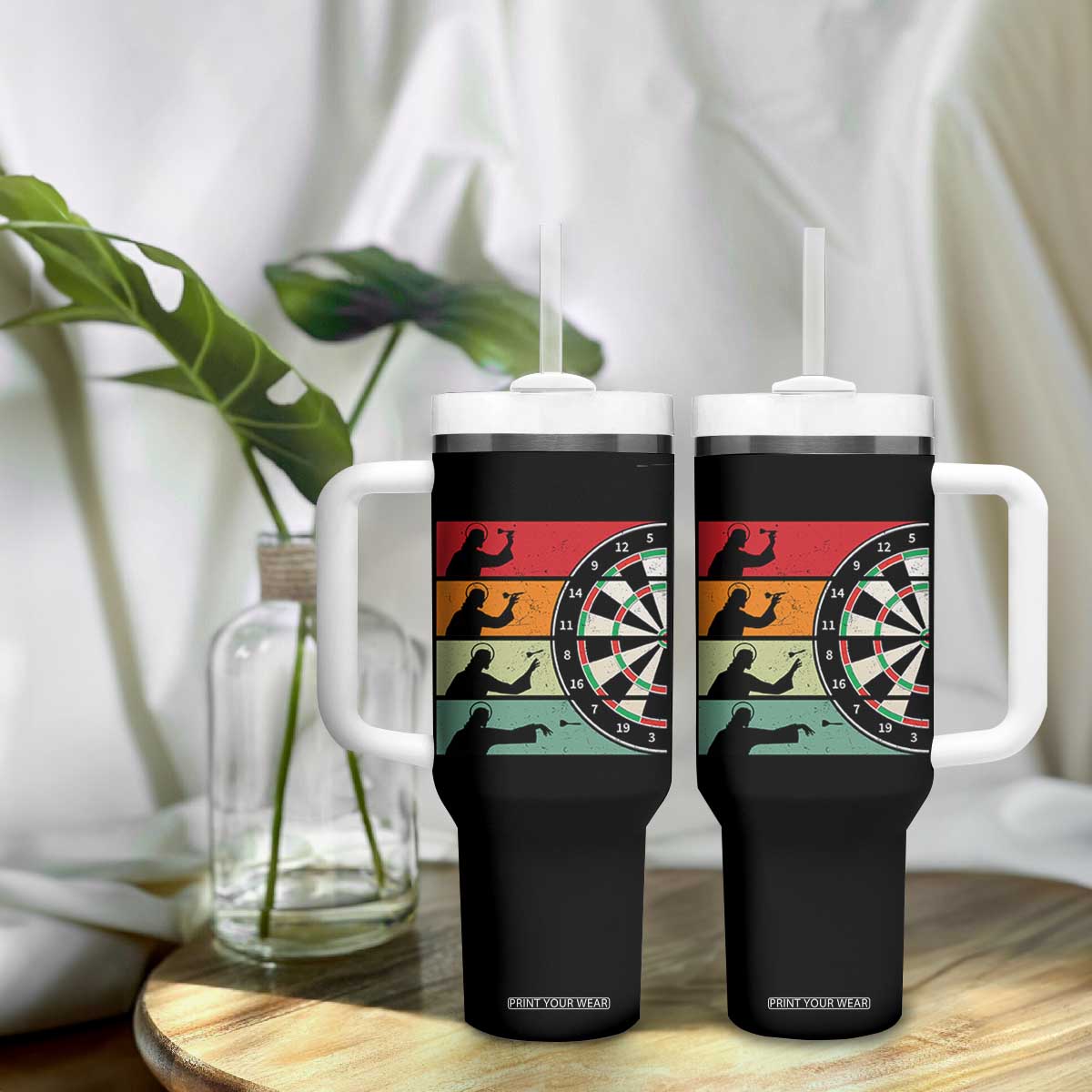 Vintage Darts Player Christian Faith Gift Tumbler With Handle Jesus Bullseye Shooter TS12 Print Your Wear