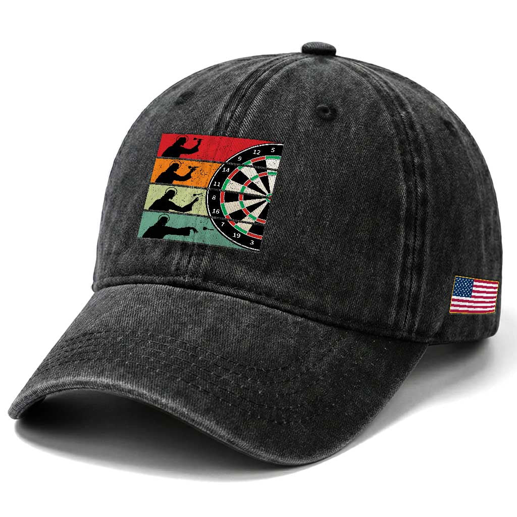 Vintage Darts Player Christian Faith Gift Washed Cotton Baseball Cap Jesus Bullseye Shooter TS12 Print Your Wear