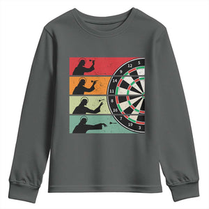 Vintage Darts Player Christian Faith Gift Youth Sweatshirt Jesus Bullseye Shooter TS12 Dark Heather Print Your Wear