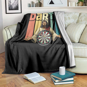 Funny Jesus Dart Player Sunset Retro Vintage Throw Blanket Christian Dartist Gift TS12 Print Your Wear