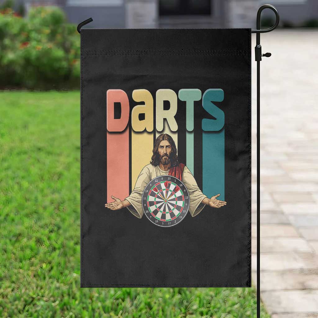 Funny Jesus Dart Player Sunset Retro Vintage Garden Flag Christian Dartist Gift TS12 Print Your Wear