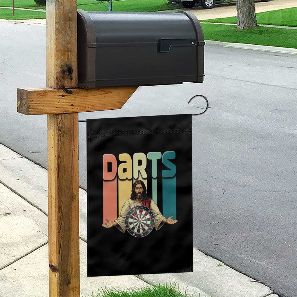 Funny Jesus Dart Player Sunset Retro Vintage Garden Flag Christian Dartist Gift TS12 Print Your Wear