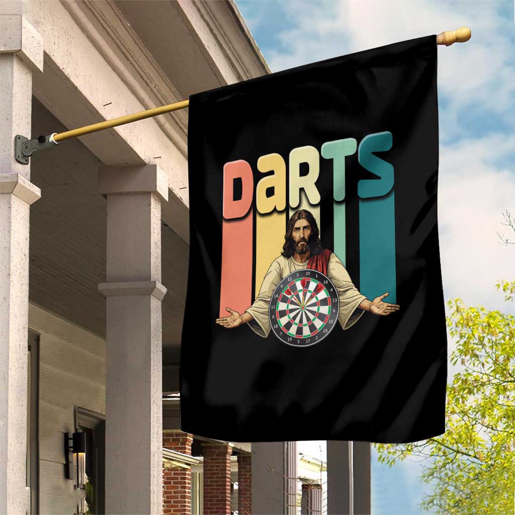 Funny Jesus Dart Player Sunset Retro Vintage Garden Flag Christian Dartist Gift TS12 Print Your Wear