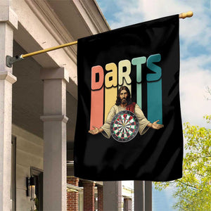Funny Jesus Dart Player Sunset Retro Vintage Garden Flag Christian Dartist Gift TS12 Print Your Wear