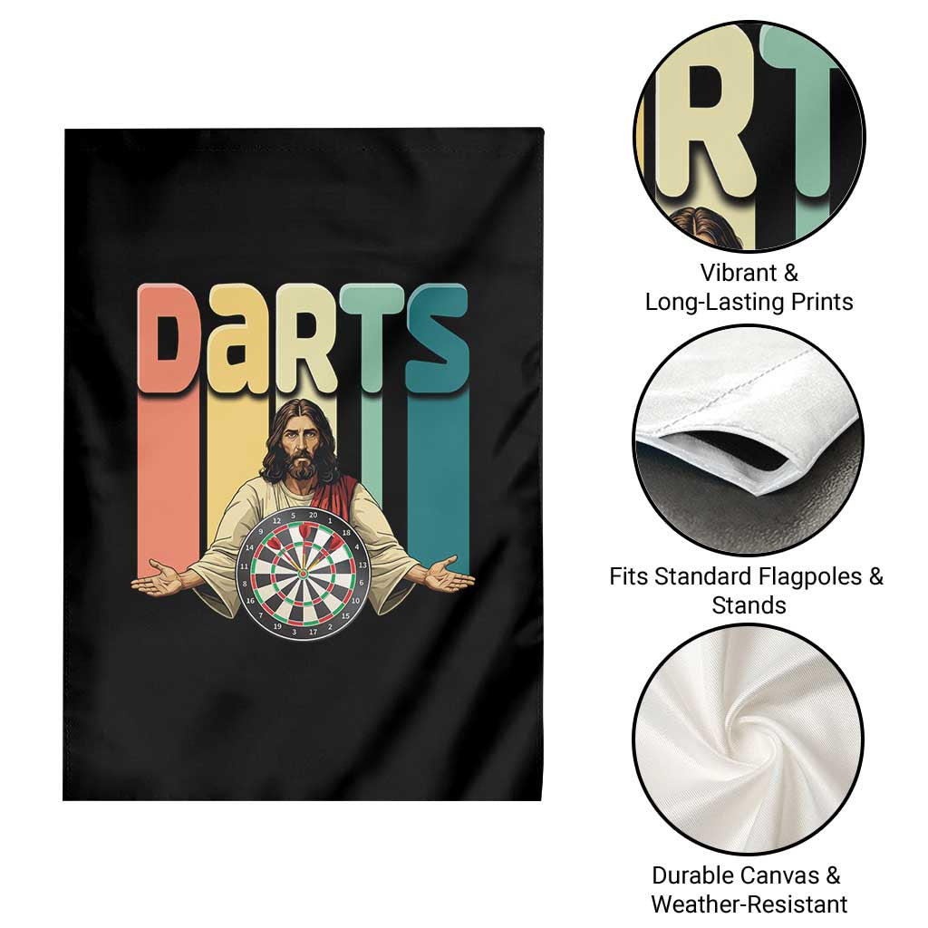 Funny Jesus Dart Player Sunset Retro Vintage Garden Flag Christian Dartist Gift TS12 Print Your Wear